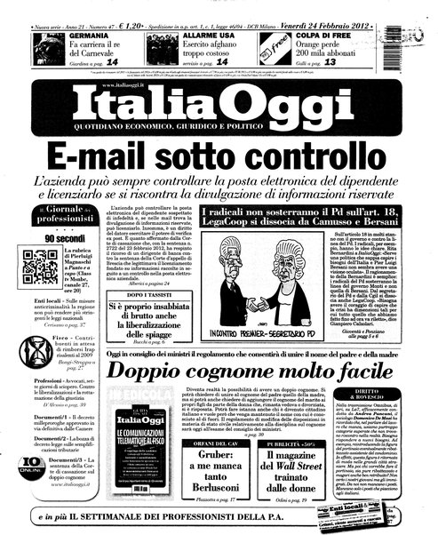 Italia oggi : quotidiano di economia finanza e politica